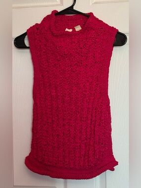 Moth Bright Fuchsia Open-Knit Sleeveless Sweater